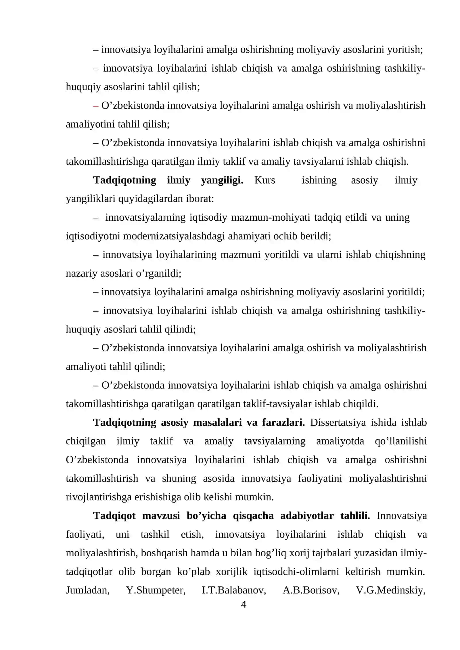 Innovatsiyaning iqtisodiy mazmun-mohiyati va iqtisodiyotni modernizatsiyalashdagi ahamiyati 4