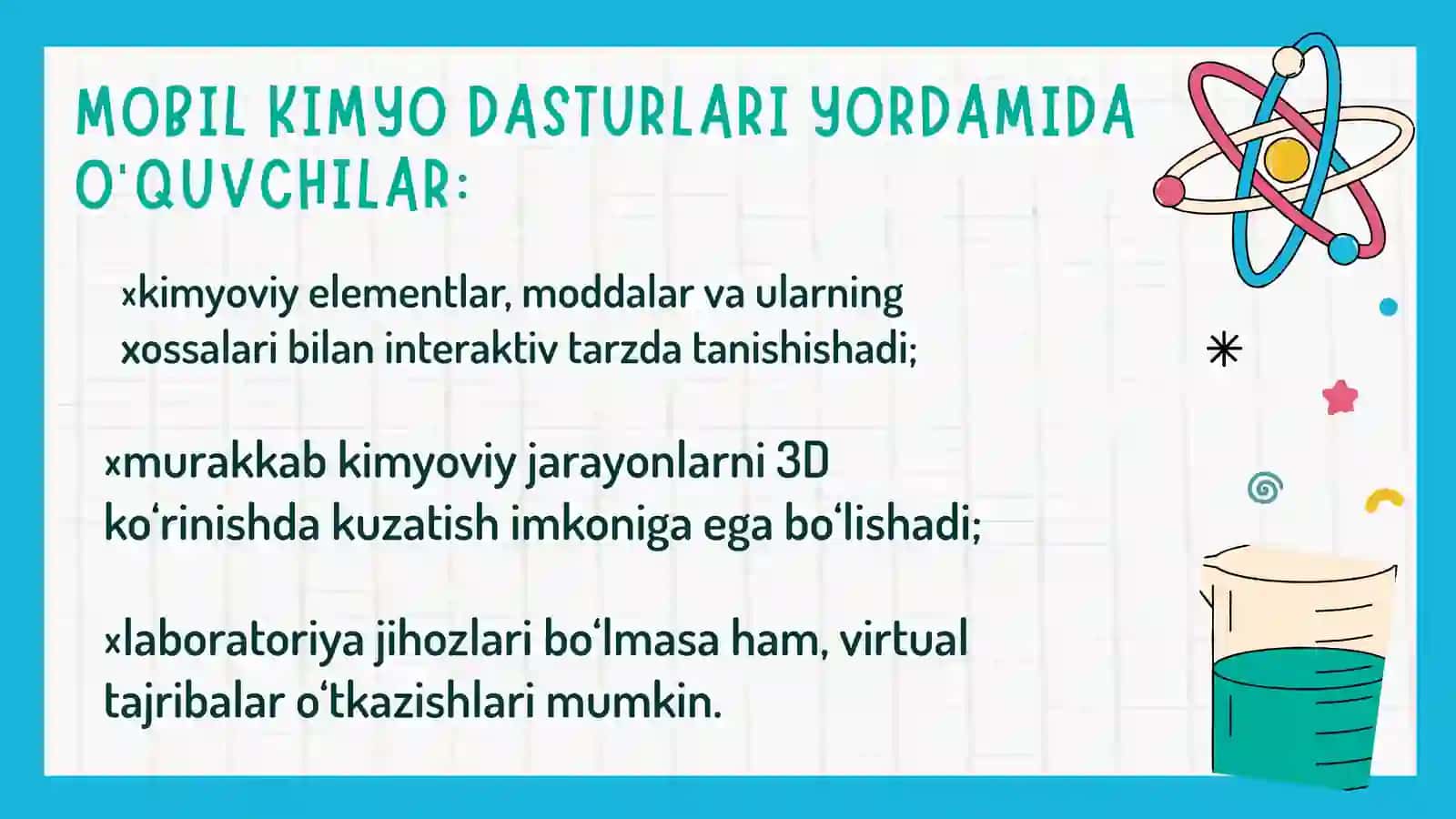 ANDROIDLAR (SMARTFONLAR) UCHUN MO'LJALLANGAN KIMYOGA OID DASTURLAR 4