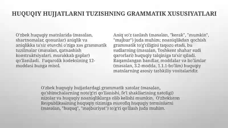 O'zbek tili toʻgʻrisidagi huquqiy meyoriy hujjatlarning mohiyati 4