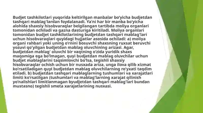 Byudjet tashkilotlarida byudjetdan tashqari mablag'lari jalb qilish 4