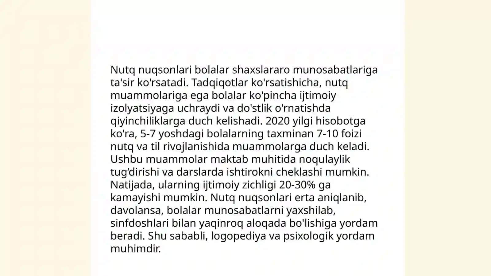 Nutqida nuksoni ijodiy ish bulgan bolalar shaxslararo munosabatlari diagnostikasi 4