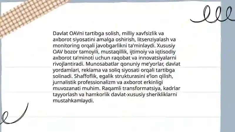 Oʻzbekiston Respublikasida ommaviy axborot vositalarining faoliyati 4