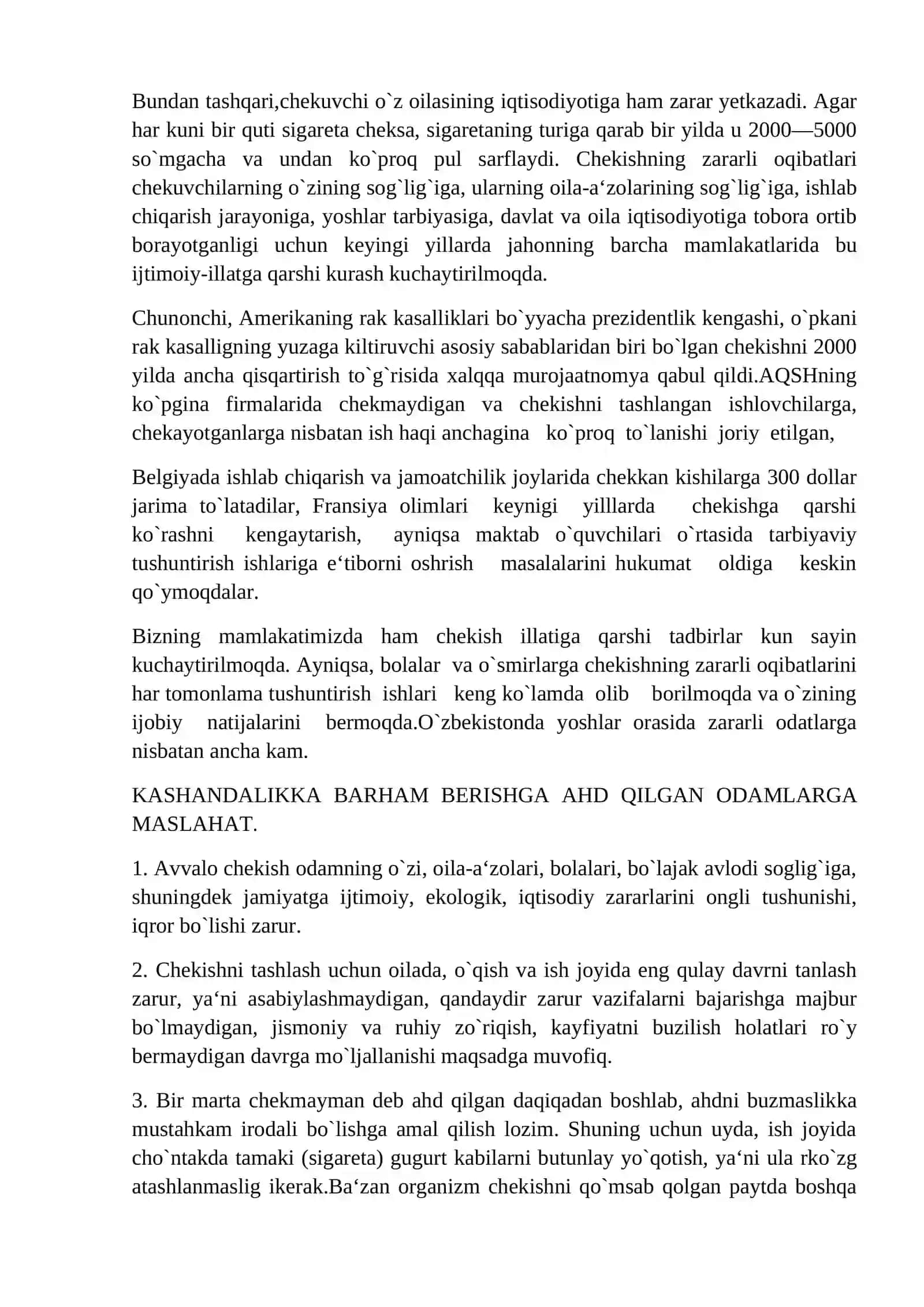 Zararli odatlar; kashandalik, spirtli ichimliklar 4
