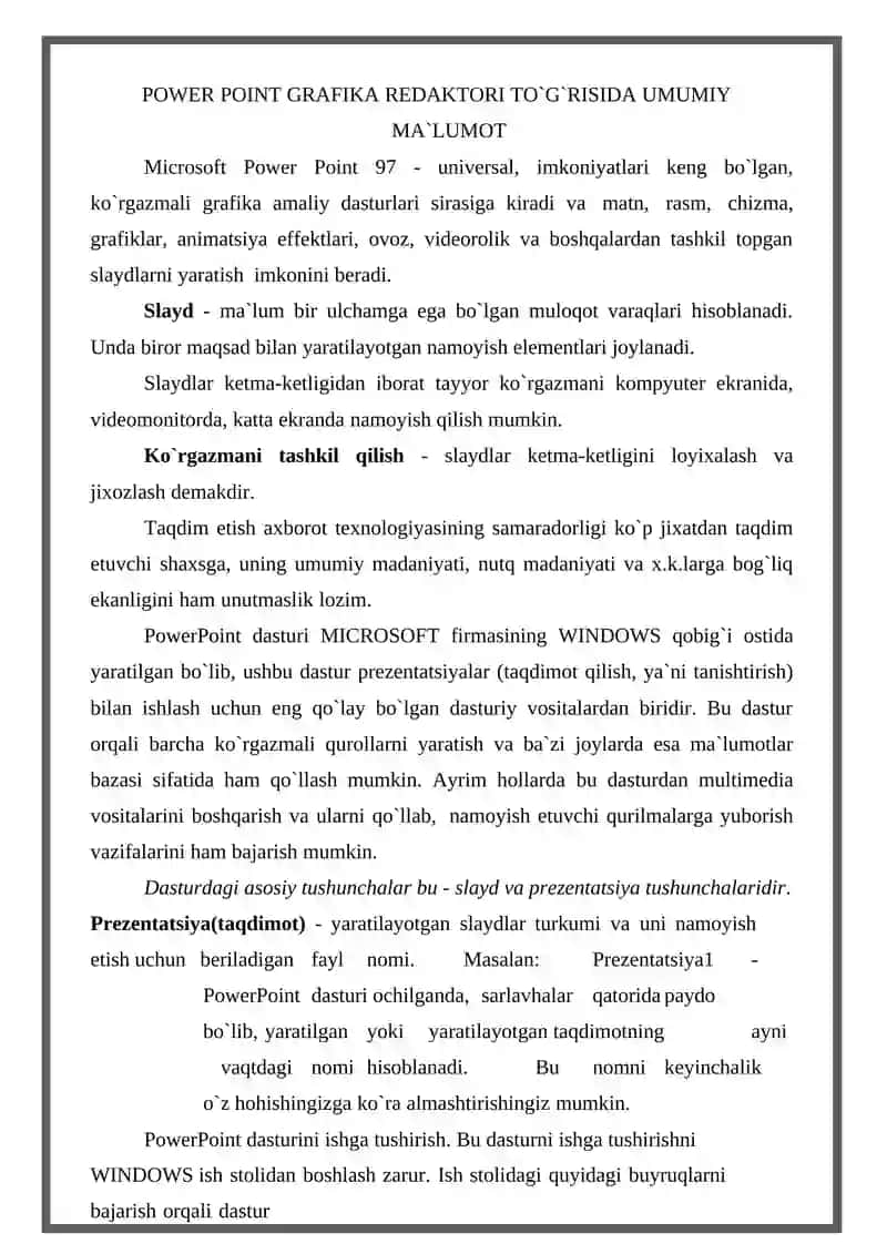 Microsoft Power Point dasturi 4