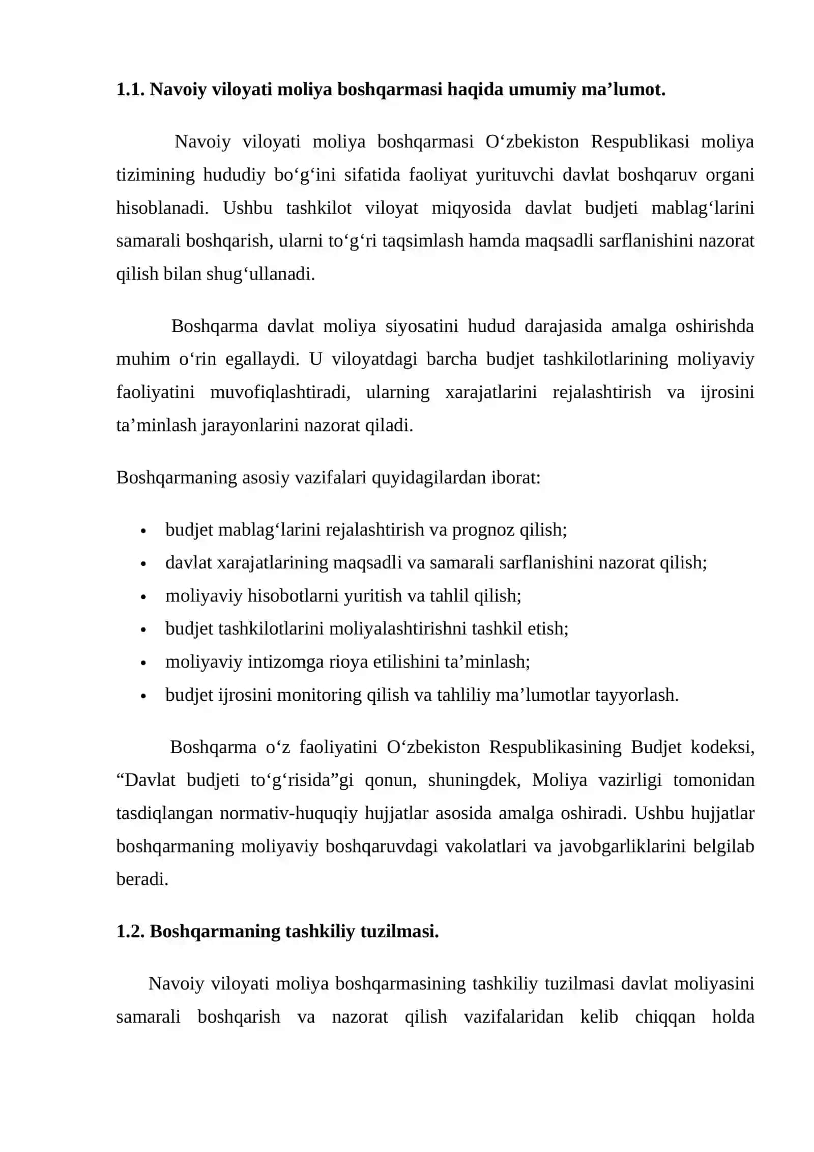 Navoiy viloyati moliya boshqarmasi buxgalteriya bo‘limi faoliyati va moliyaviy hisobini tashkil etish 4