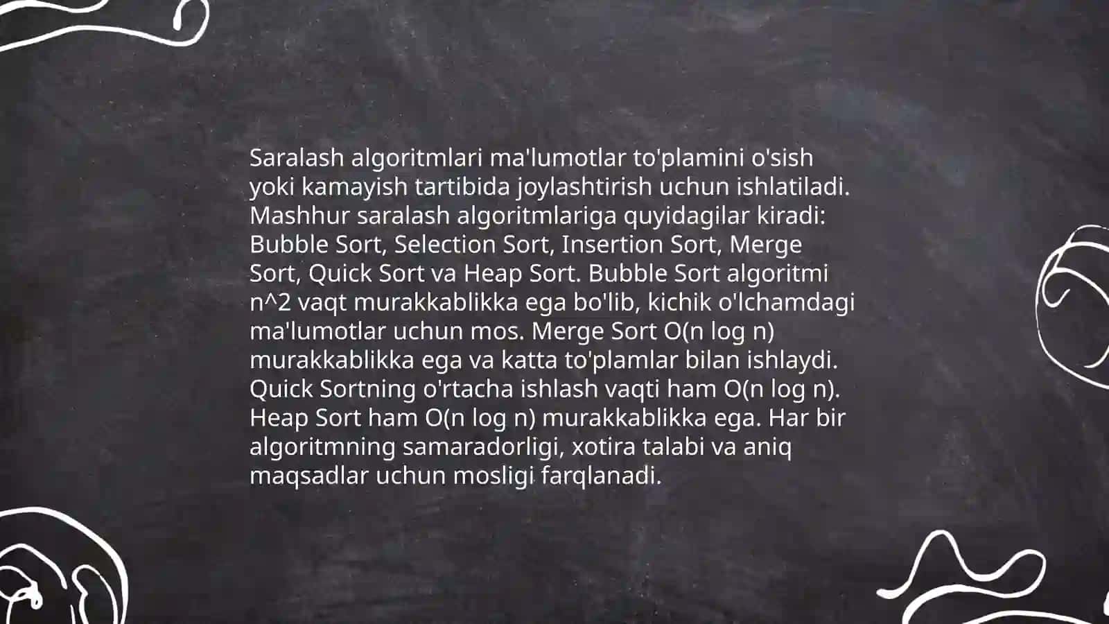 Rekursiv va saralash algoritmlaria oid algoritmlar tuzin 4