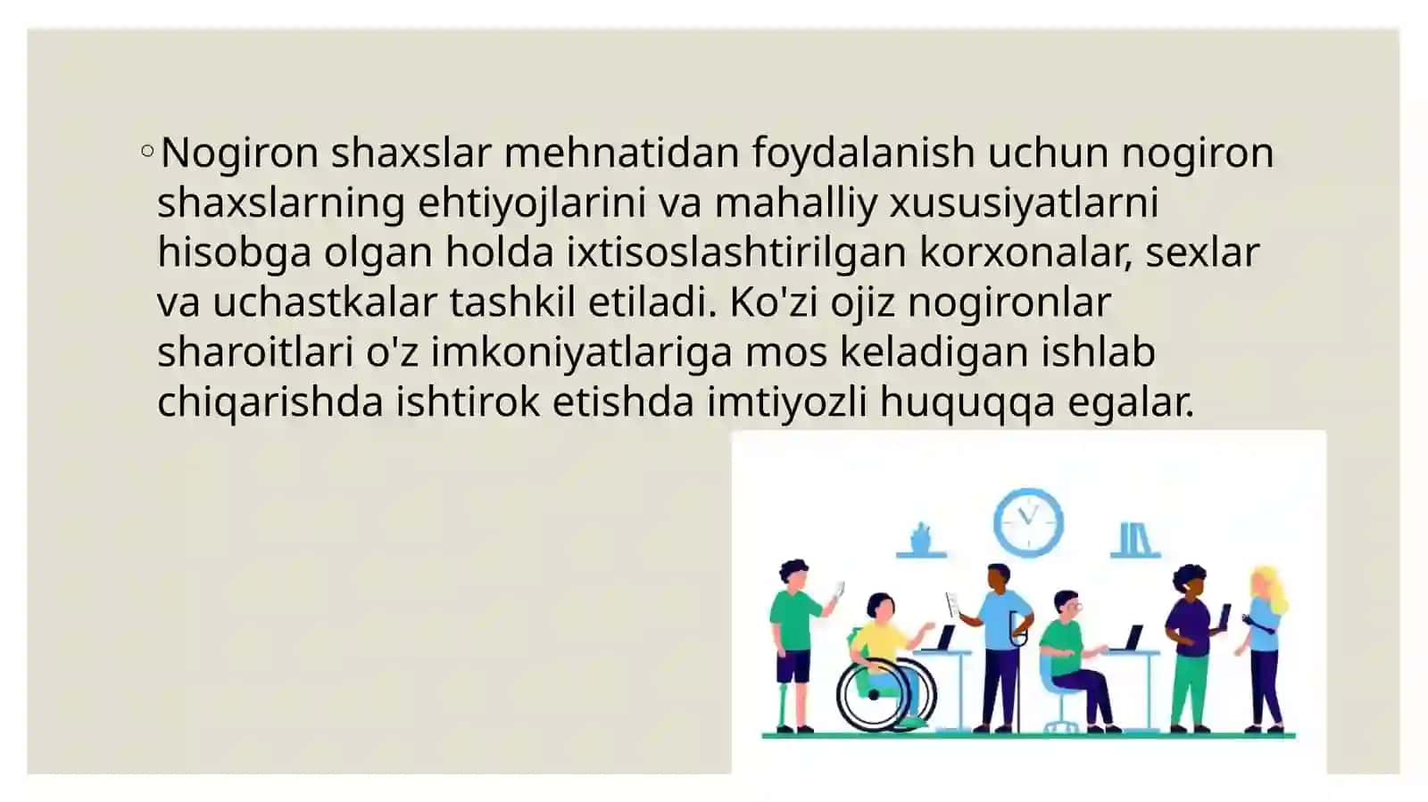 Nogiron bolalarning kasb-hunar ta'limini olishlari hamda nogiron shaxslarni ishga joylashtirishni huquqiy-me'yoriy asoslari 4