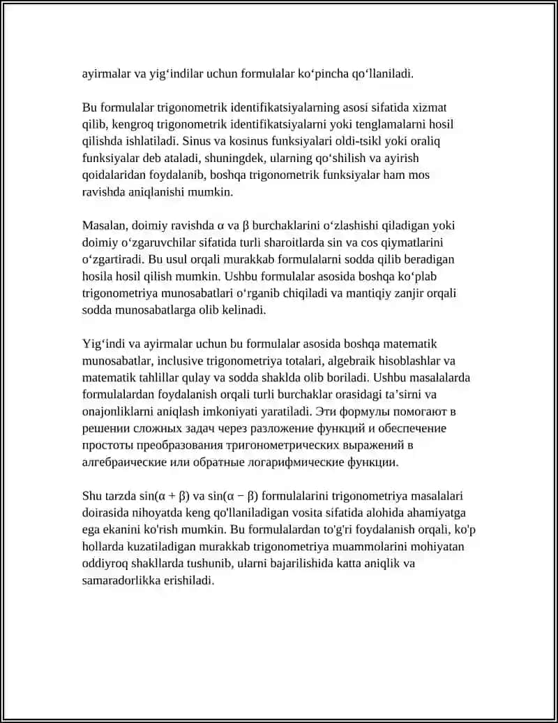 YIGʻINDI VA AYIRMALAR UCHUN FORMULALAR 4