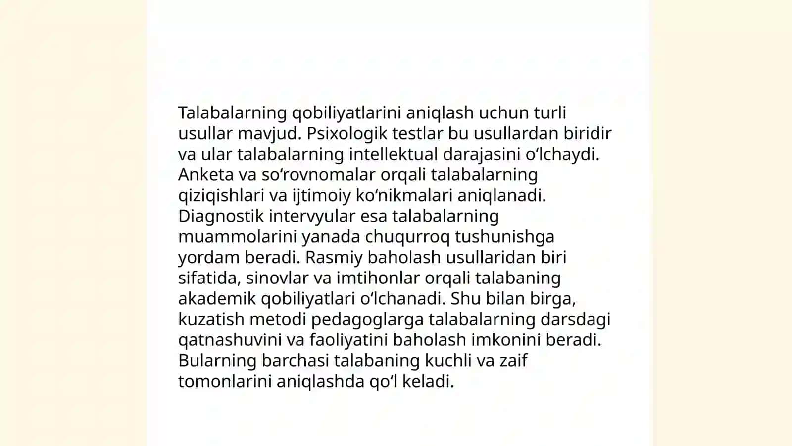 Qobiliyat iste'dod va talant kabi psixologik xususiyatlar talaba shaxsni namoyon etuvchi muhim omil sifatida 4