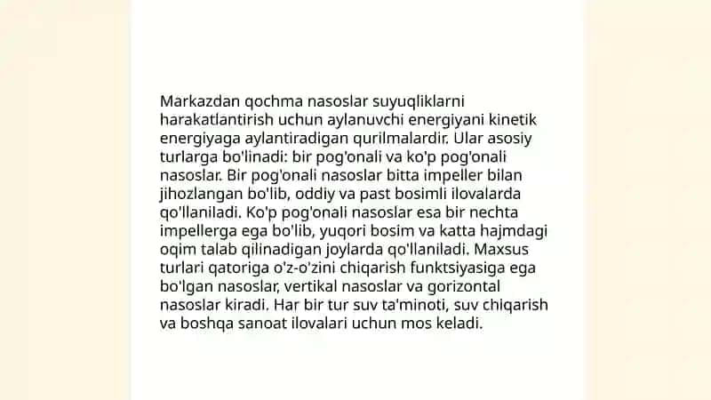 Markazdan qochma nasoslar haqida 4