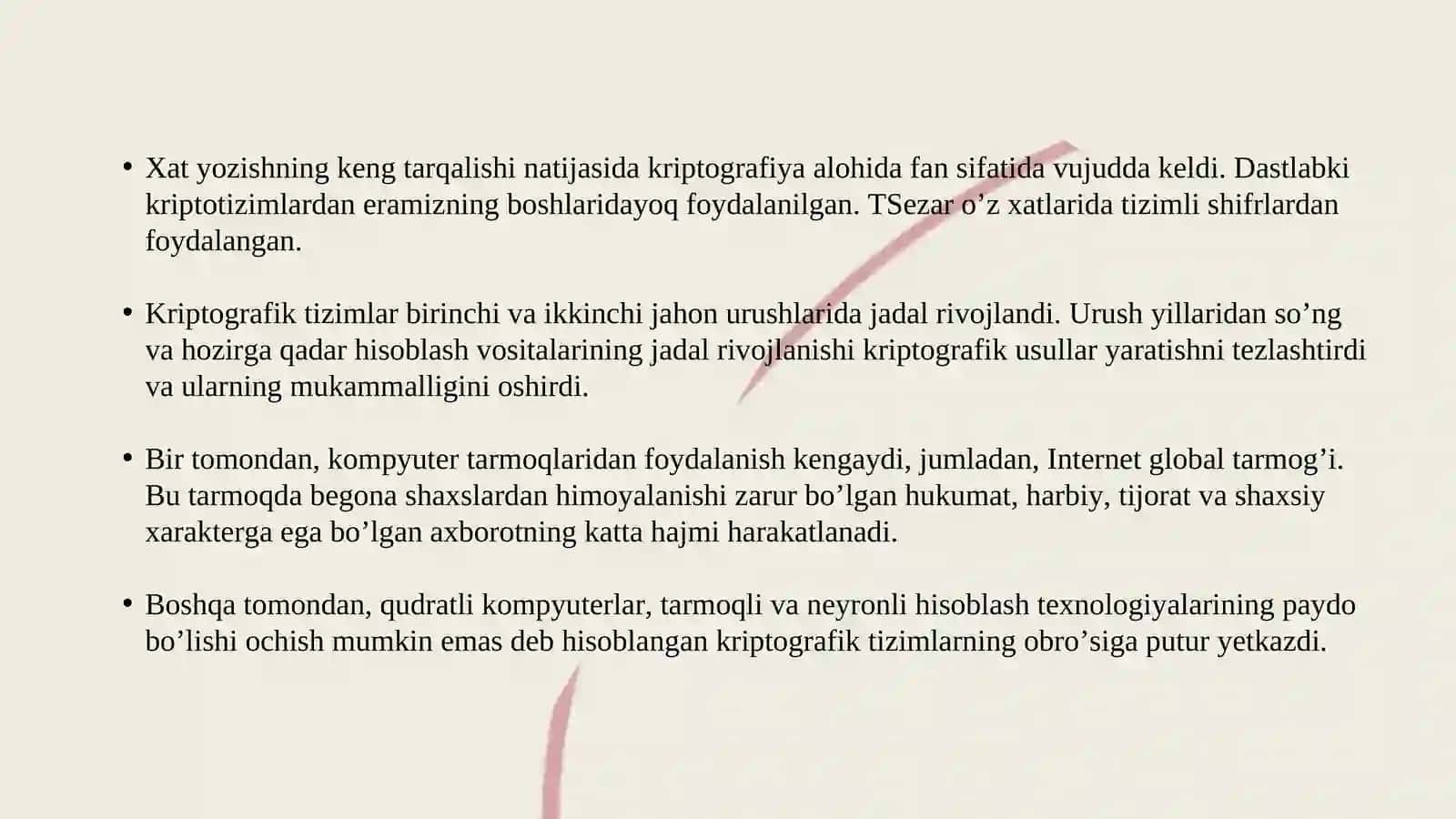 Axborotni himoyalashning kriptografik usullari 4