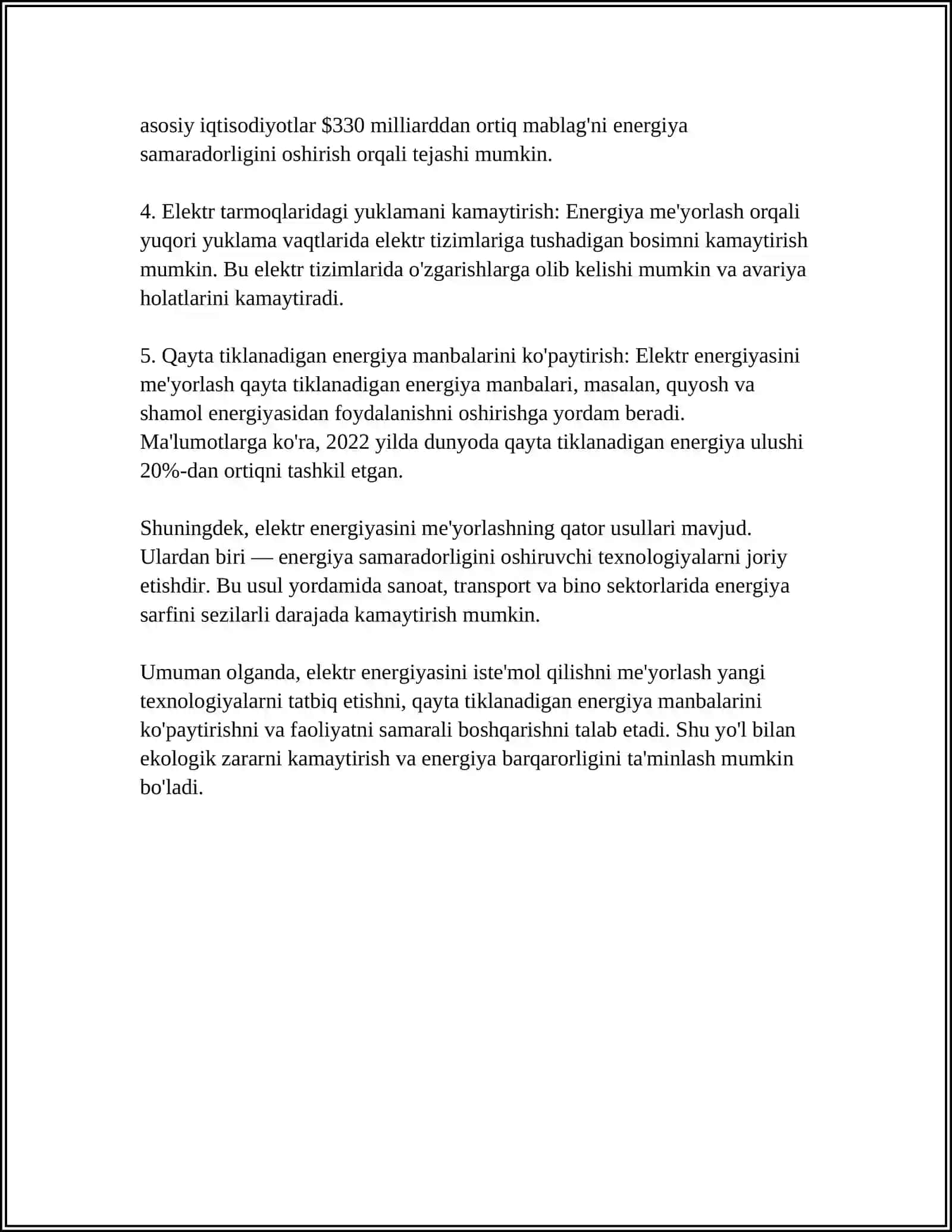 ELEKTR ENERGIYASINI ISTEMOLINI MEYORLASH BO'YICHA UMUMIY MALUMOTLAR 4