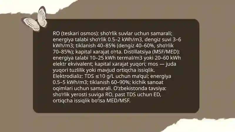 O‘zbekiston sharoitida sho‘r suvlarni chuchuklashtirish g‘yasini yaratish 4