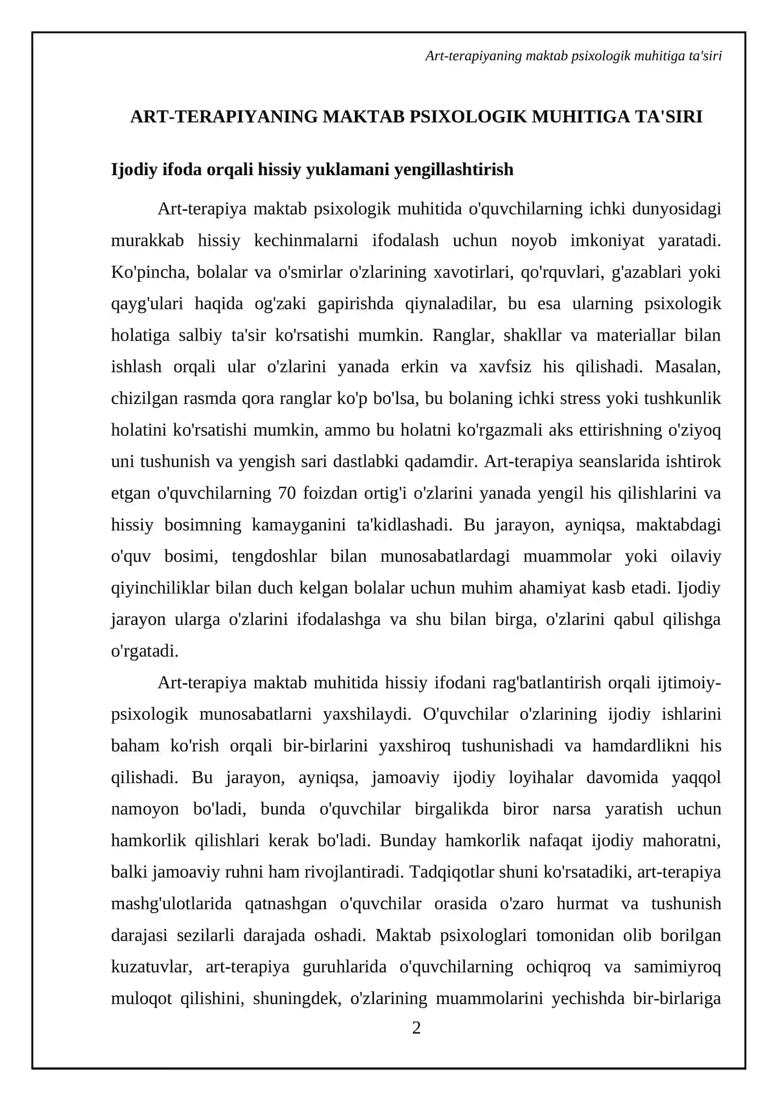 Maktab muhitida psixologik xavfsizlikni ta’minlashda art-terapiya vositalari 4