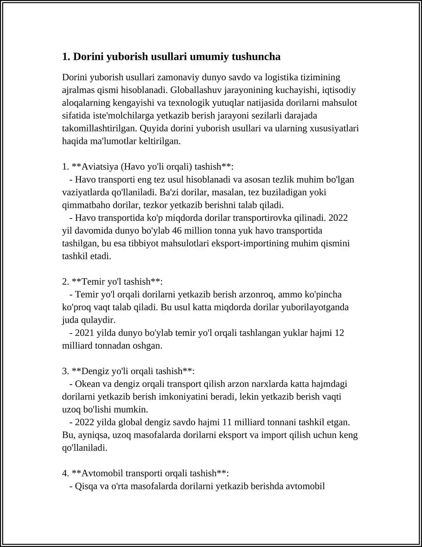 DORINI YUBORISH USULLARI 4