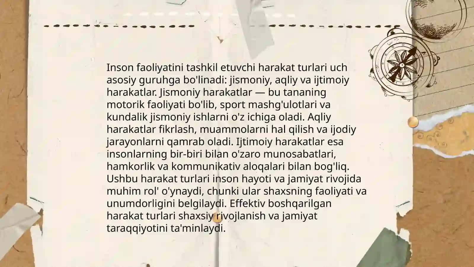 Harakat inson faoliyatining birligi sifatida. Xatti-harakat qurilmalari 4