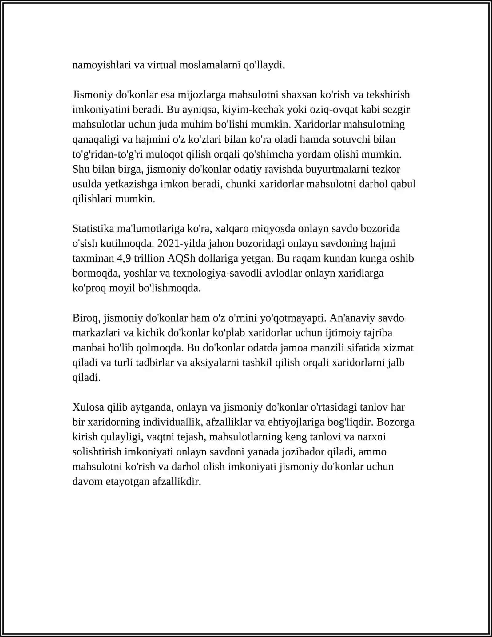ONLINE VA JISMONIY DO'KONLAR HAQIDA 4