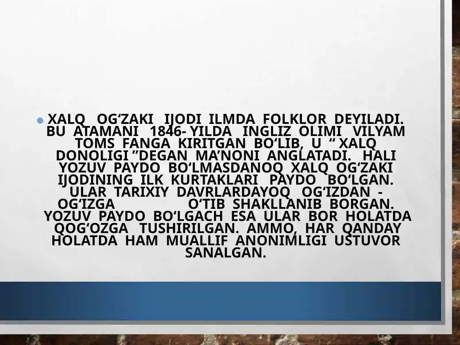 O‘ZBEK FOLKLORSHUNOSLIGINING RIVOJLANISHIDA FOLKLORSHUNOS OLIMLARNING QO‘SHGANHISSALARI 4