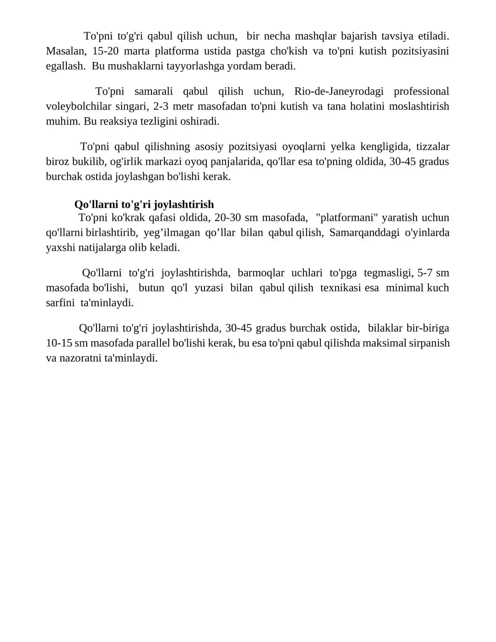 Voleybolda to‘pni uzatish va qabul qilish texnikasi 4