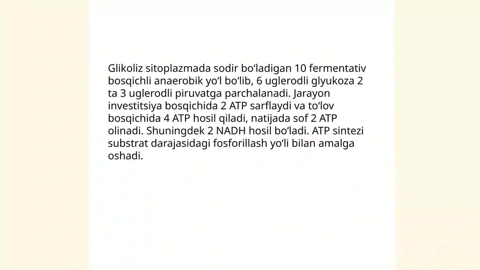 Metabolizm jarayonida energiya hosil bo'lishi va sarflanishi 4