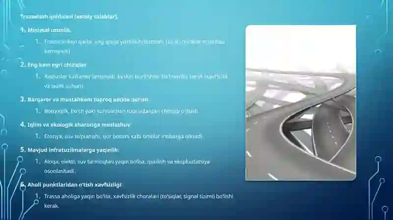 Tekis joylarda trassalash. Trassalash qoidalari. 4