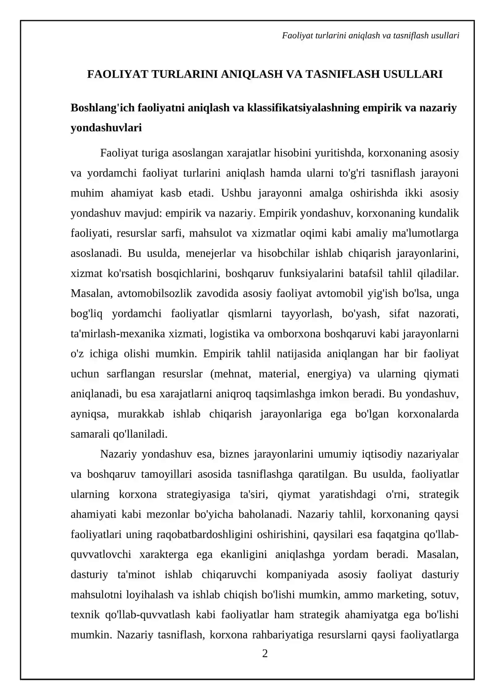 Faoliyat turiga asoslangan xarajatlar hisobi 4