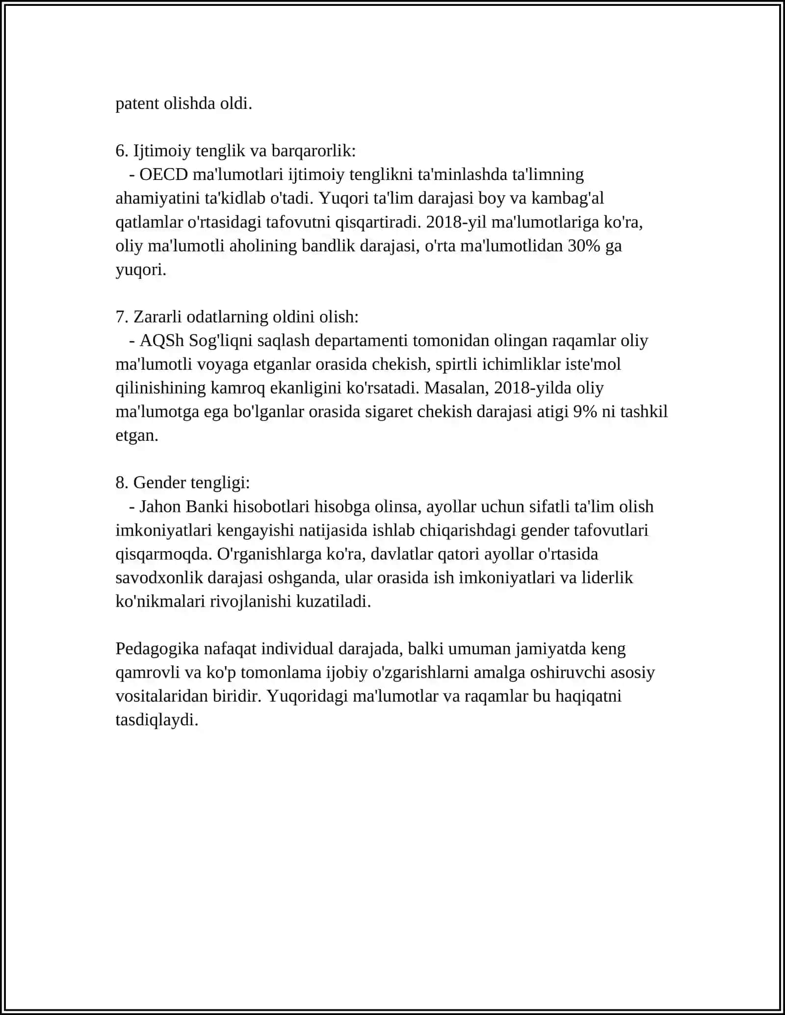 PEDAGOGIKA FANINING JAMIYAT TARAQQIYOTIDAGI OʻRNI 4