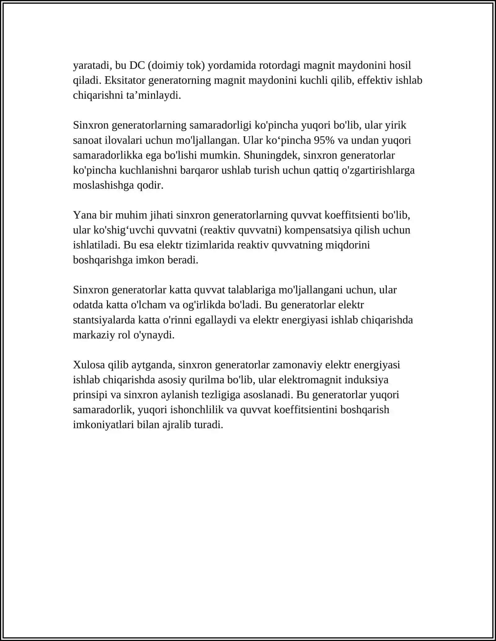 SINXRON GENERATOR ALMASHLASH SXEMALARI VA UNING BÒYLAMA OQI BÒYICHA TURGAN ÒTKINCHI VA ÒTA ÒTKINCHI QARSHILIKLARINING FIZIK MANOSI 4