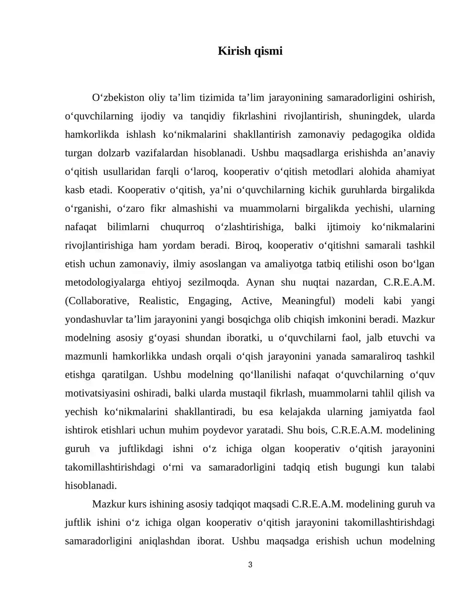 The efficacy of the C.R.E.A.M. model in enhancing cooperative learning through group and pair work. 4