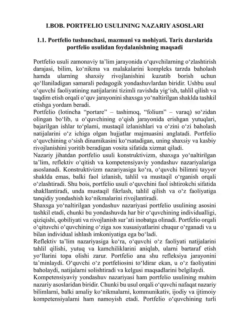 Portfelio usuli va uning afzalliklari Kurs ishi 4