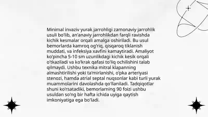 Yurak ishemik kasalliklarini operativ davolashning zamonaviy usullari 4