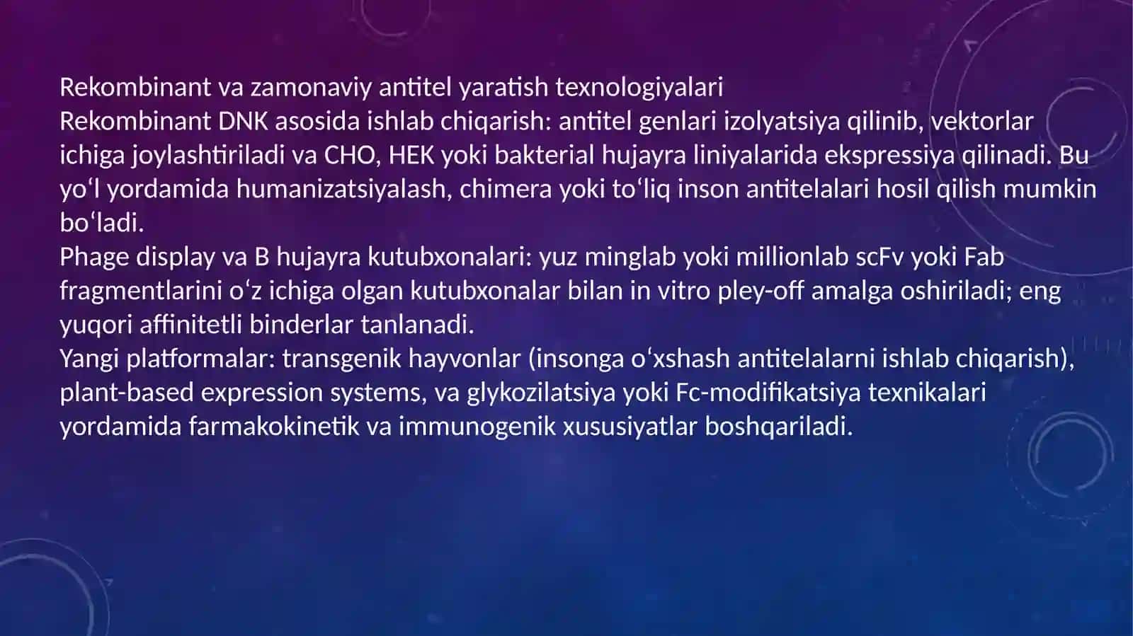 Monoklonal antitenalar, ularning olinishi, tiplari va amaliyotda qo’llanilishi. Sitokinlar, Interferon. Sintezlanishi va tasir mexanizimi 4