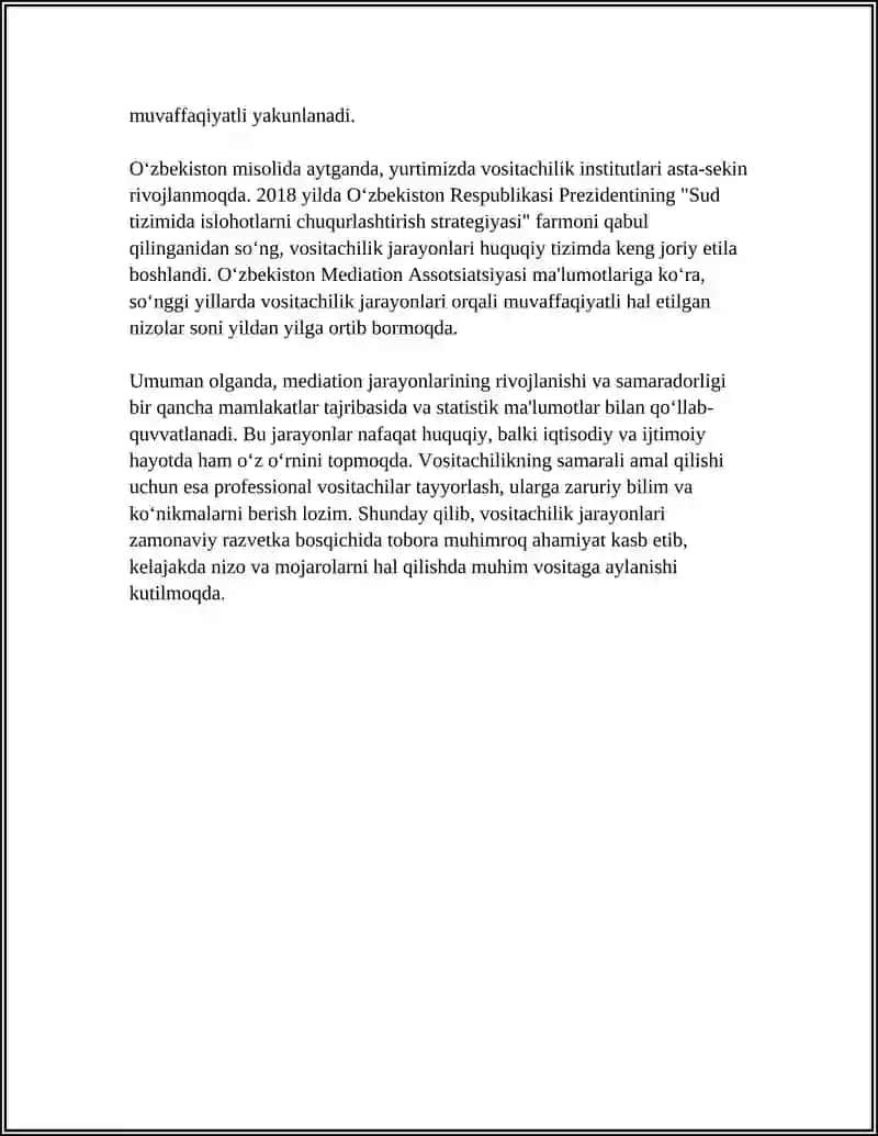 KONFLIKTLARNI BARTARAF ETISHDA MEDIATSIYA 4