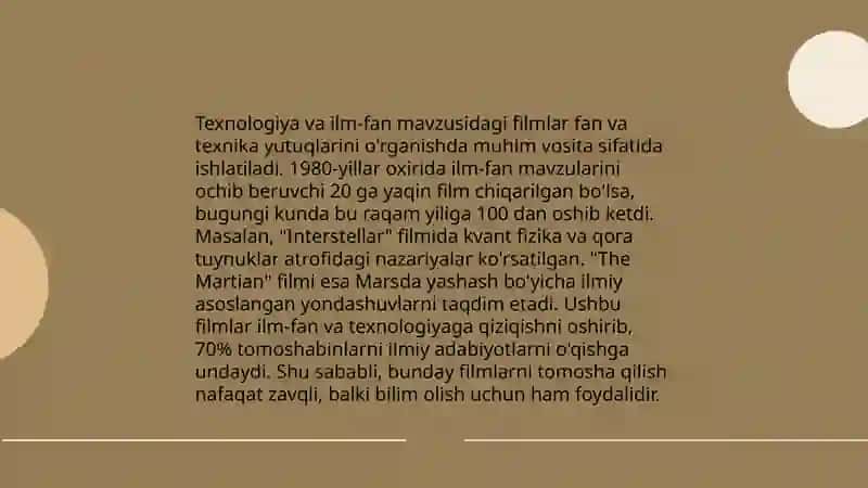 O'quv ekranida namoyish etiladigan kinolentalar yordamida mashg'ulot tashkil qilish 4