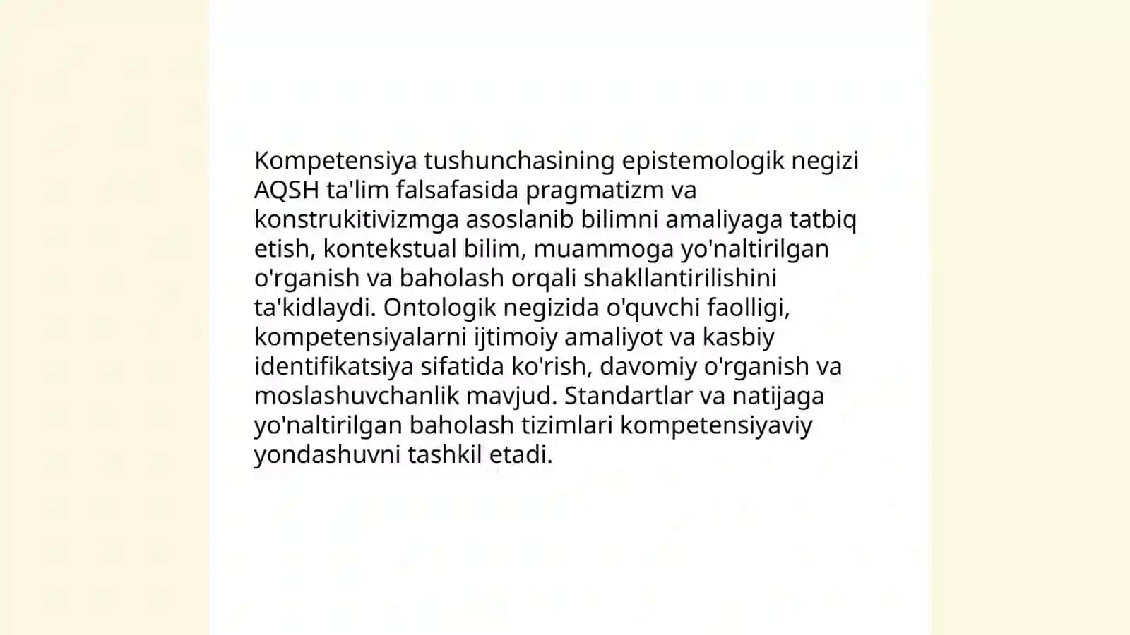 AQSH DA kompitensiyaviy yondashuvning falsafiy asoslari va ularning global maqsadi vazifalari tashkiliy tizimi 4