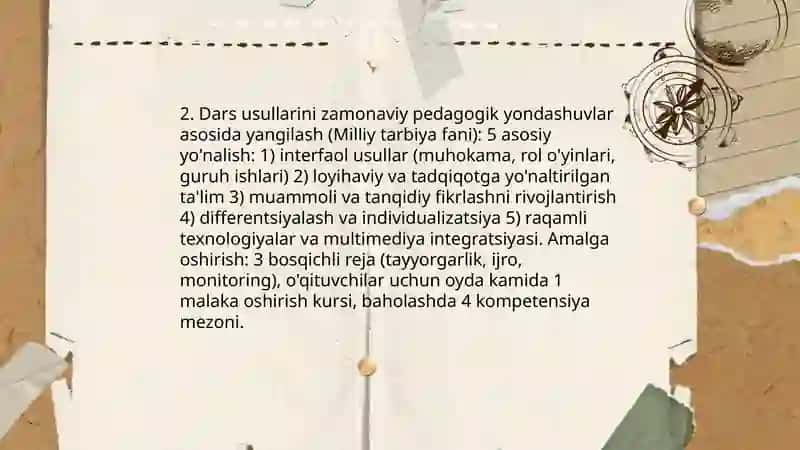 Milliy tarbiya fanini oʻqitish amaliyotini takomillashtirish yoʻllari 4