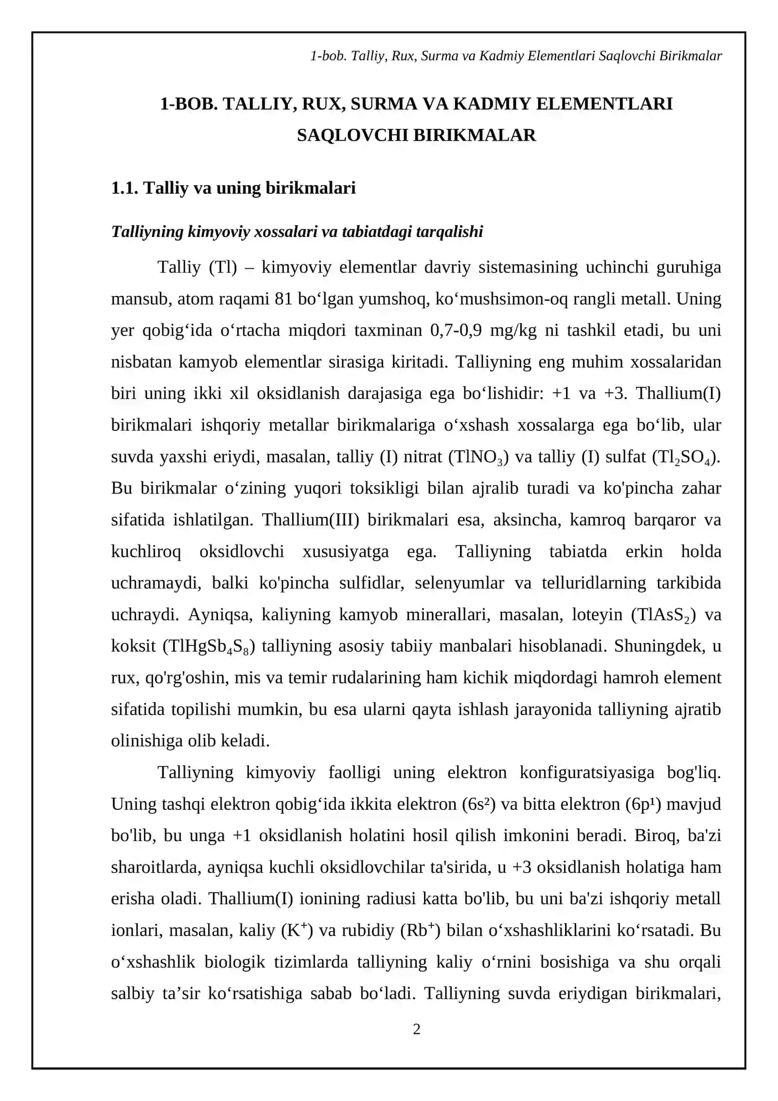 Talliy, Rux, Surma va Kadmiy Elementlari Saqlovchi Birikmalar 4