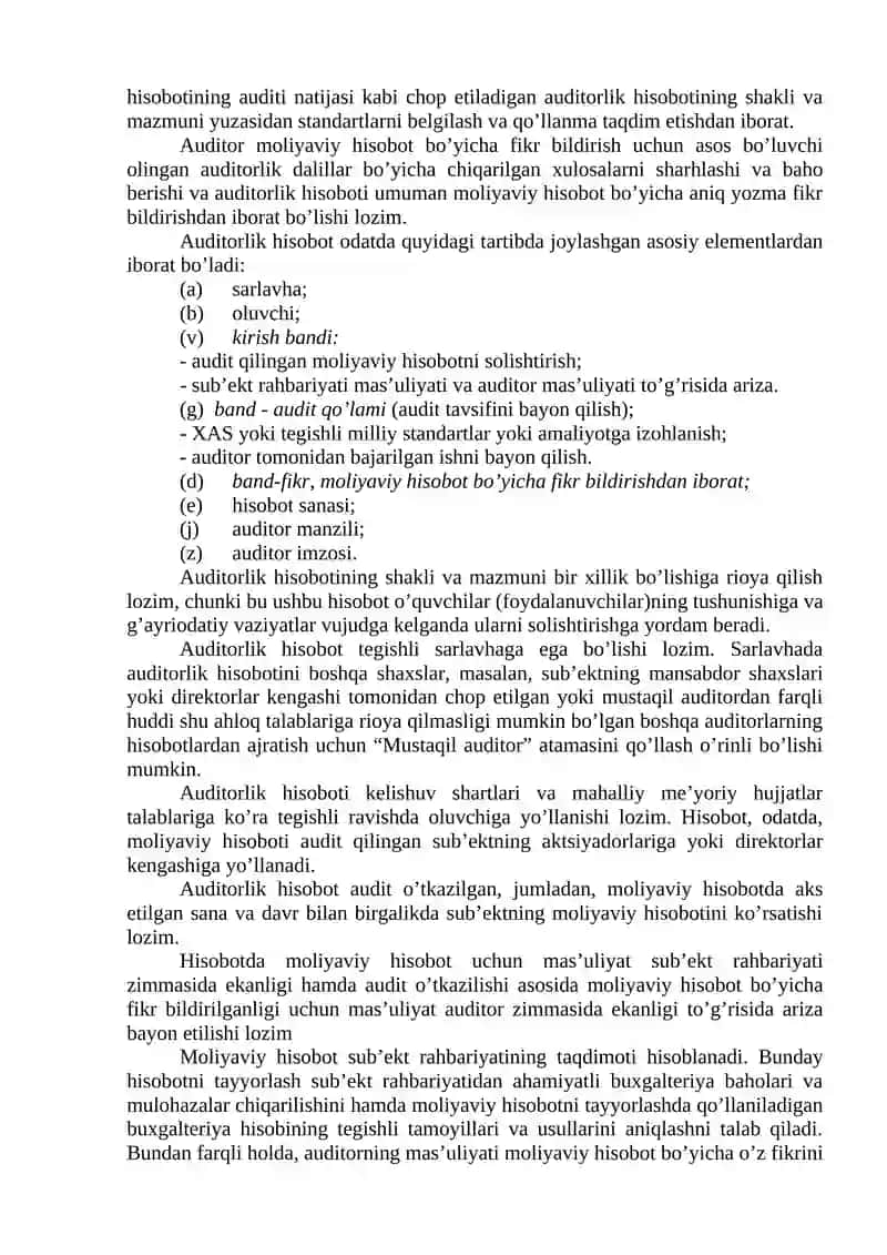 MAVZU. AUDITORLIK XULOSASI 4