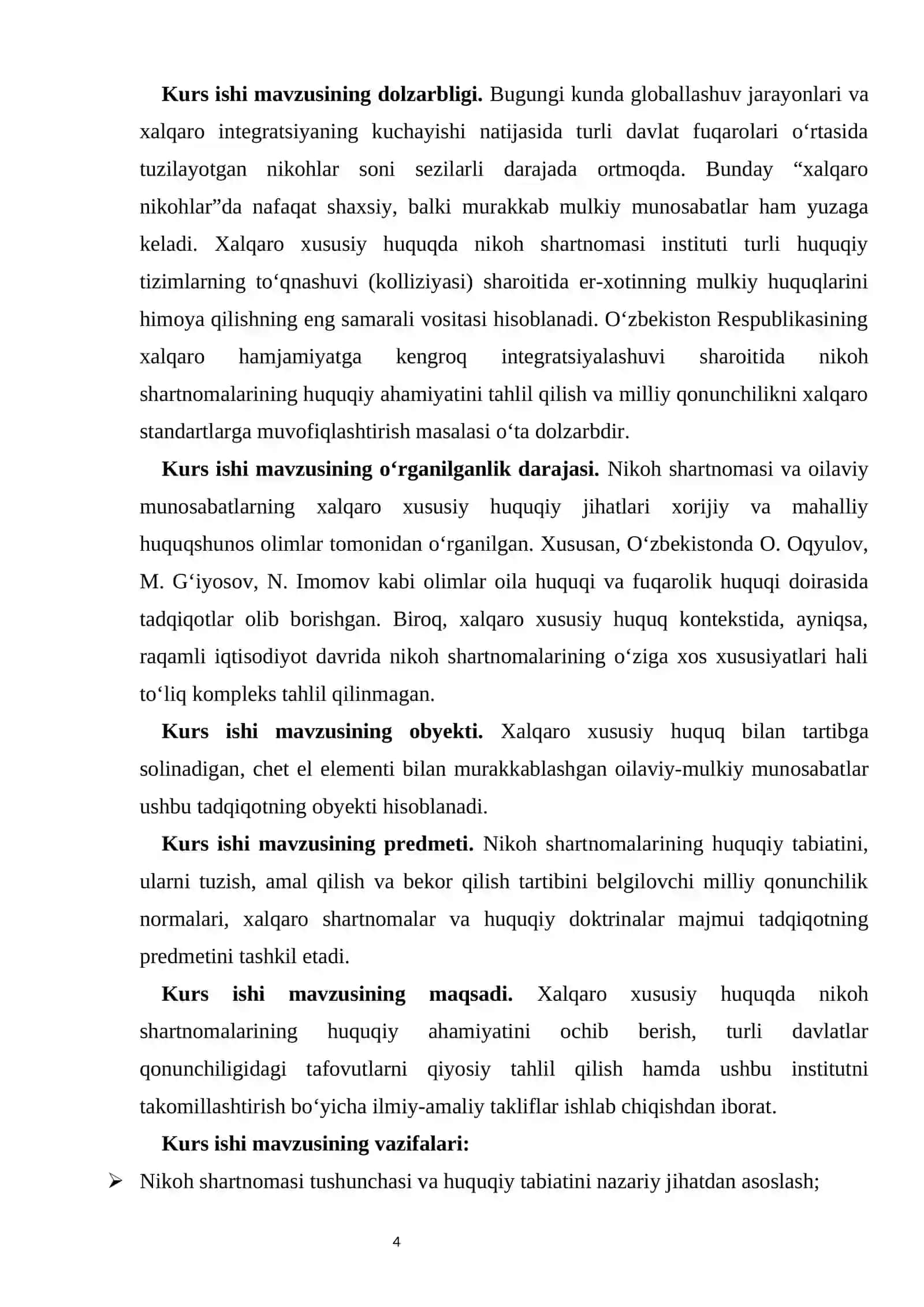 Xalqaro xususiy huquqda nikoh shartnomalarining huquqiy ahamiyati kurs ishi 4