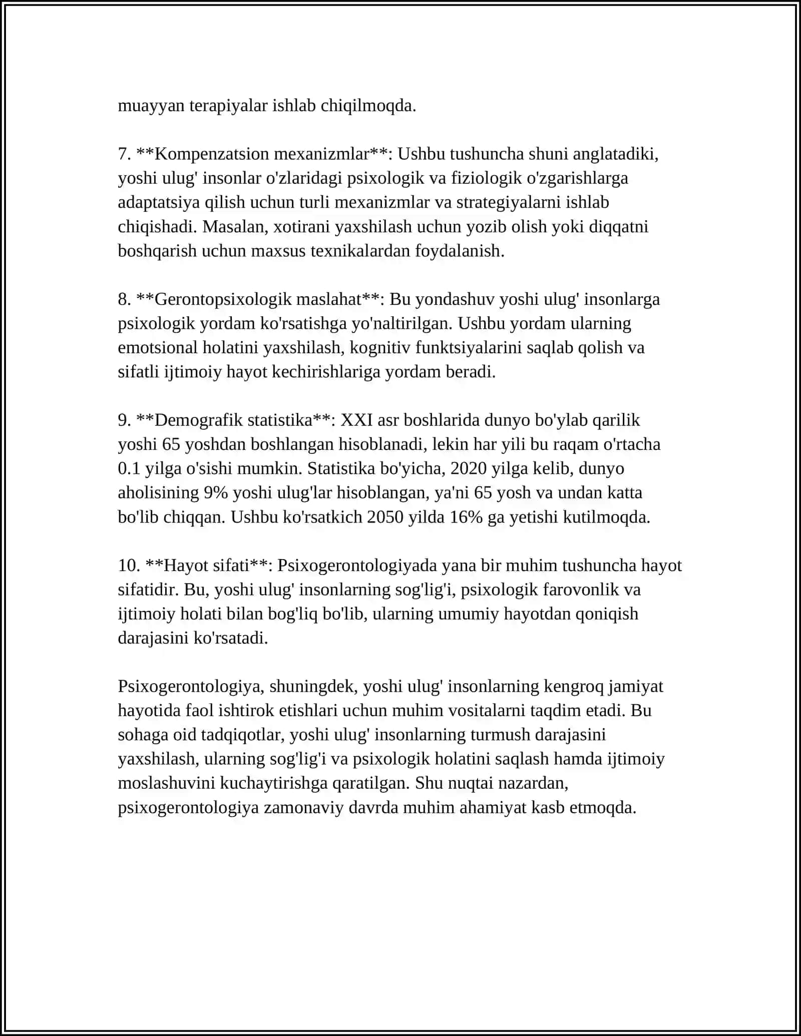 PSIXOGERONTOLOGIYA DEGANDA NIMANI TUSHUNASIZ 4