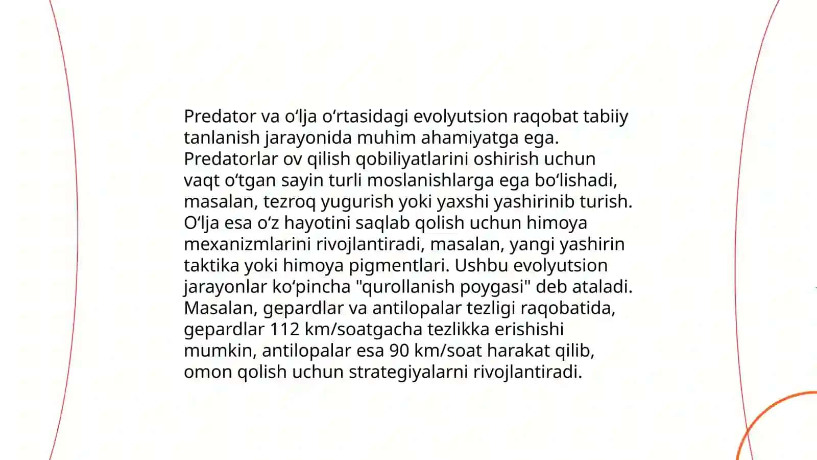 Yirtqichlar va ularning oʻljalaridagi moslanishlar 4