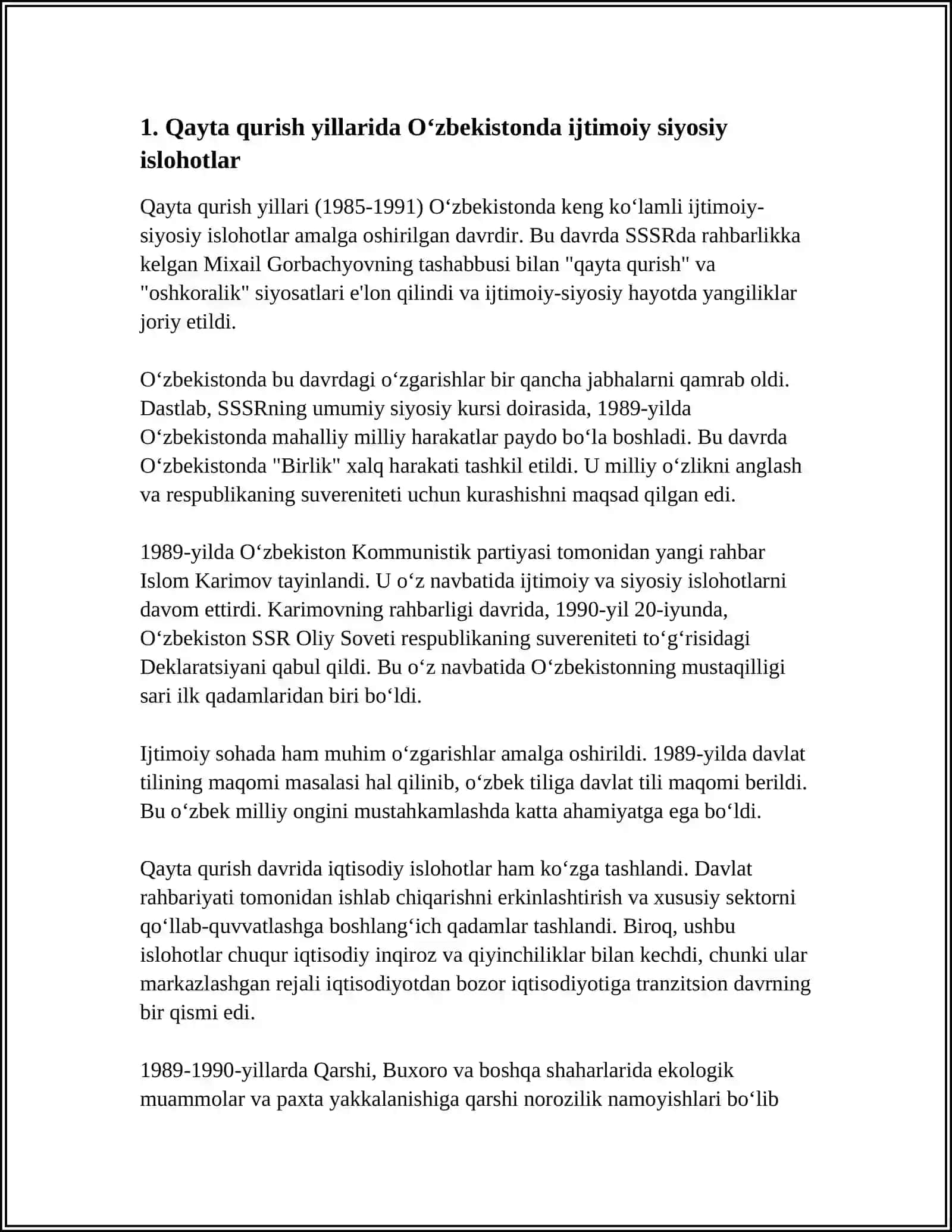 QAYTA QURISH YILLARIDA O'ZBEKISTONDAGI IJTIMOIY SIYOSIY VAZIYAT 4