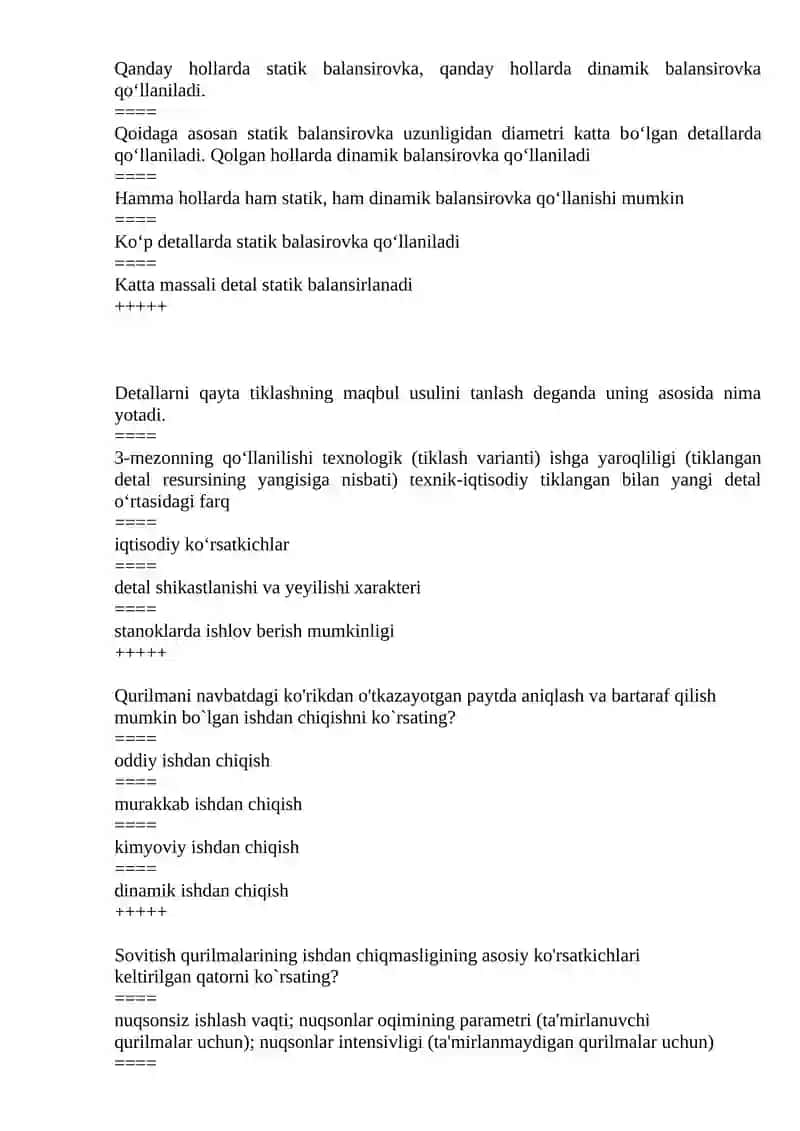 TEXNOLOGIK JIHOZLARNING ISHONCHLILIGI fani 4