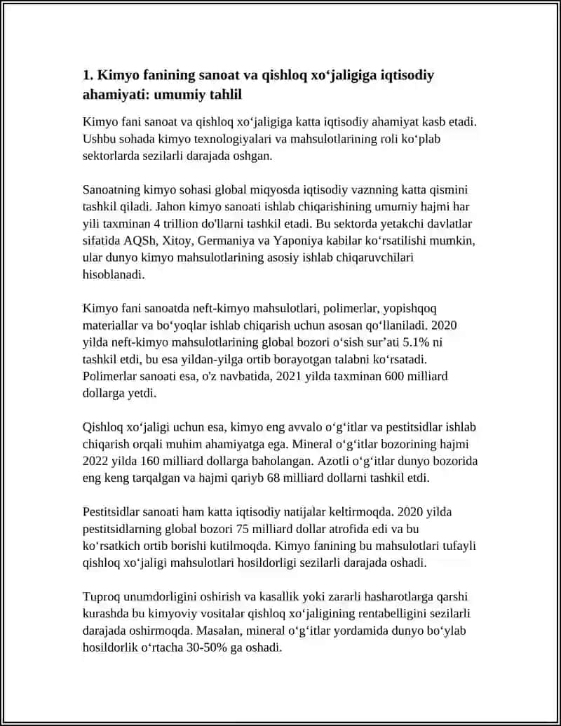 Kimyo Fanining Sanoat va Xalq Xo‘jaligi Rivojidagi Ahamiyati 4