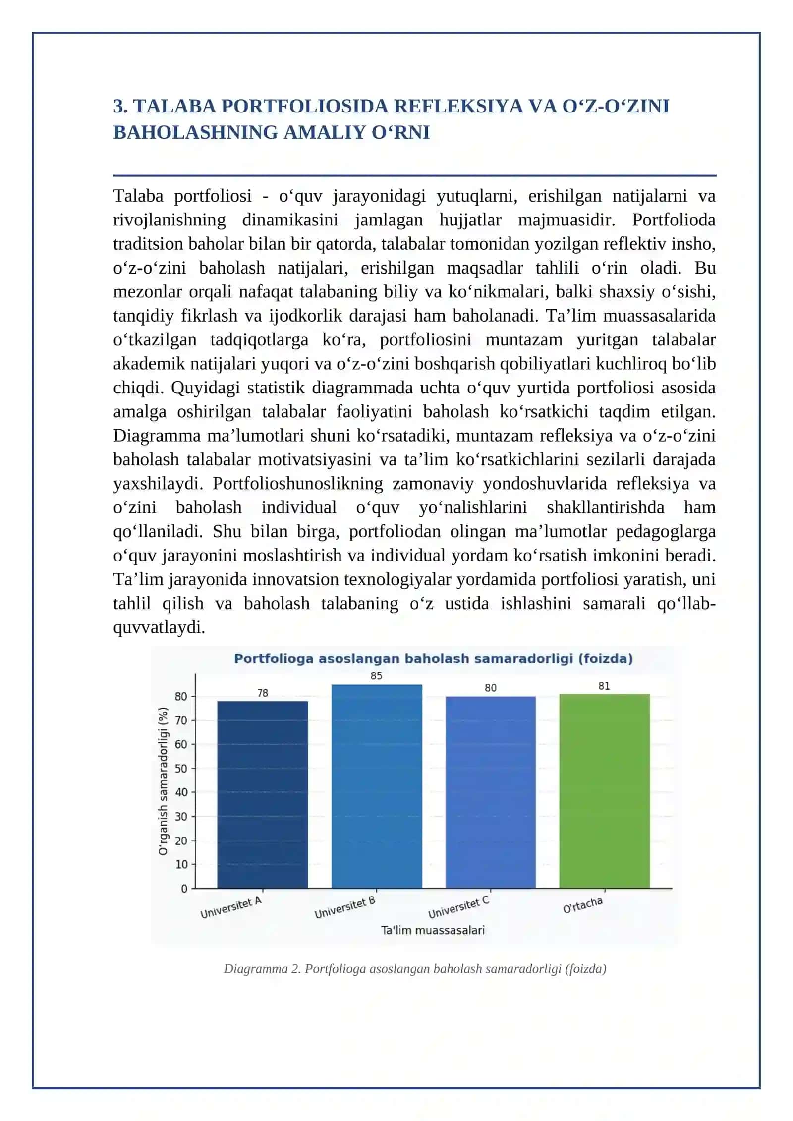 Talaba portfoliosini shakllantirishda refleksiya va o‘z-o‘zini baholash mexanizmlarining o‘rni 4