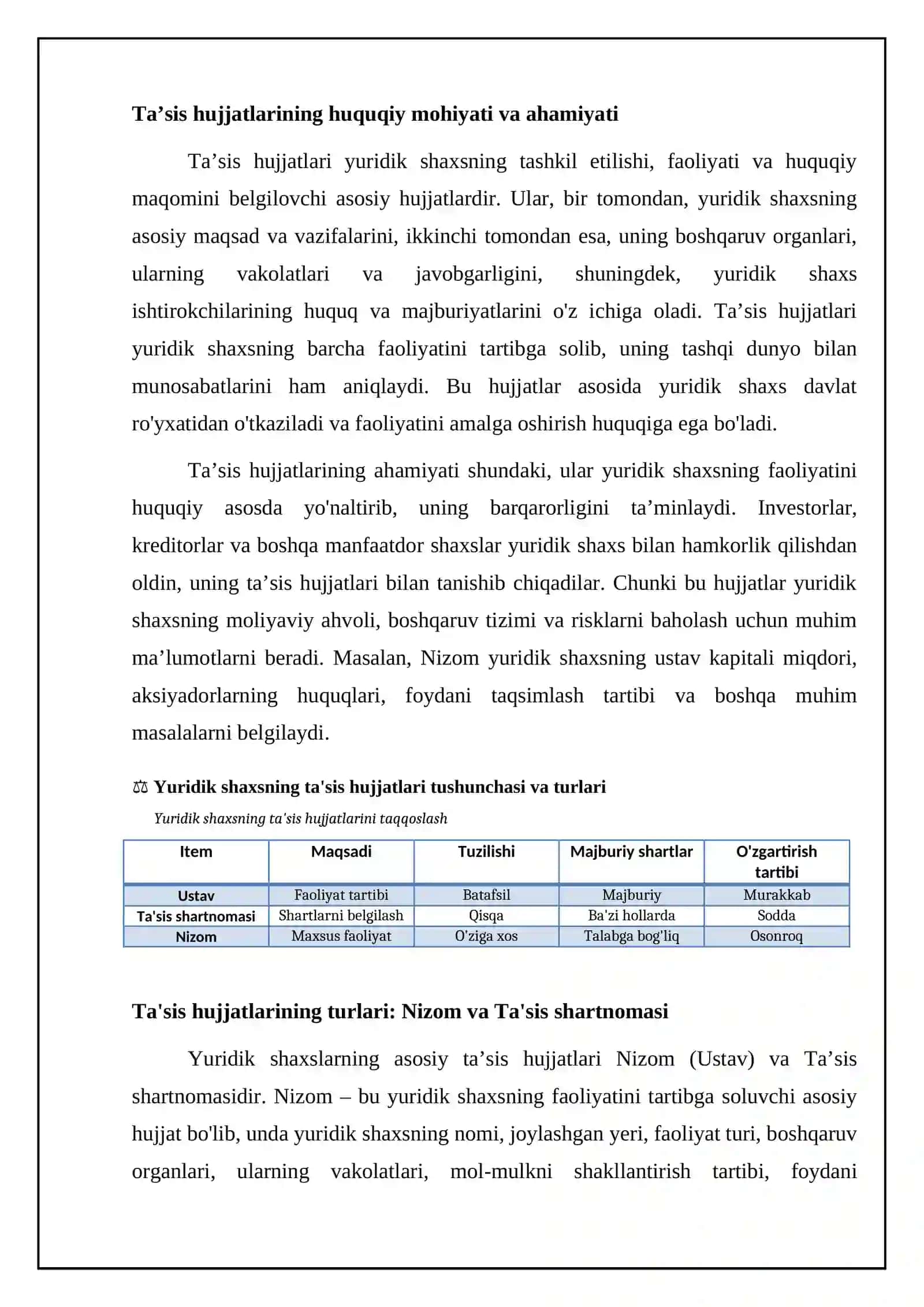 Yurdik shaxsning ta'sis hujjatlari tushunchasi va turlari 4