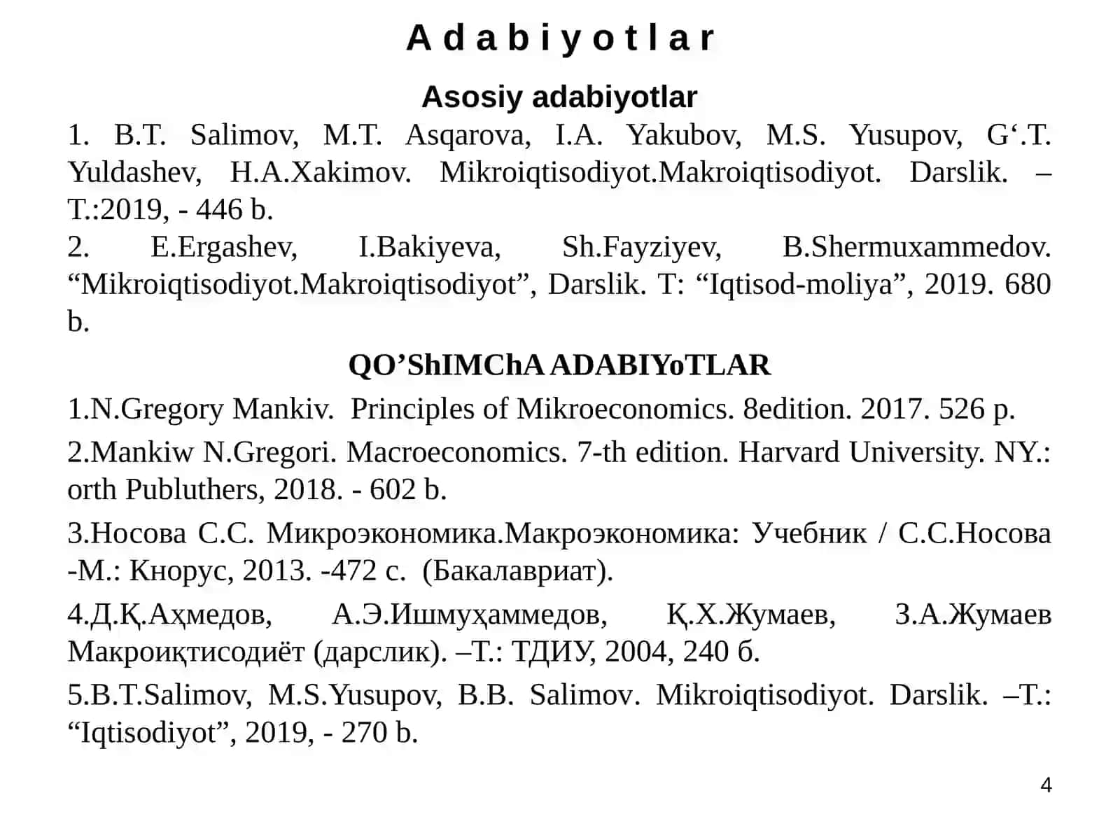 Mikroiqtisodiyot va makroiqtisodiyot 4