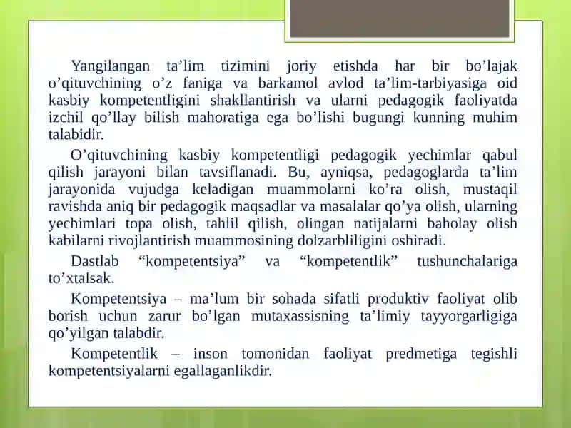Kasbiy Ta'lim sohasidagi islohotlar va yangi pedagogik texnologiyalar zaruriyati 4