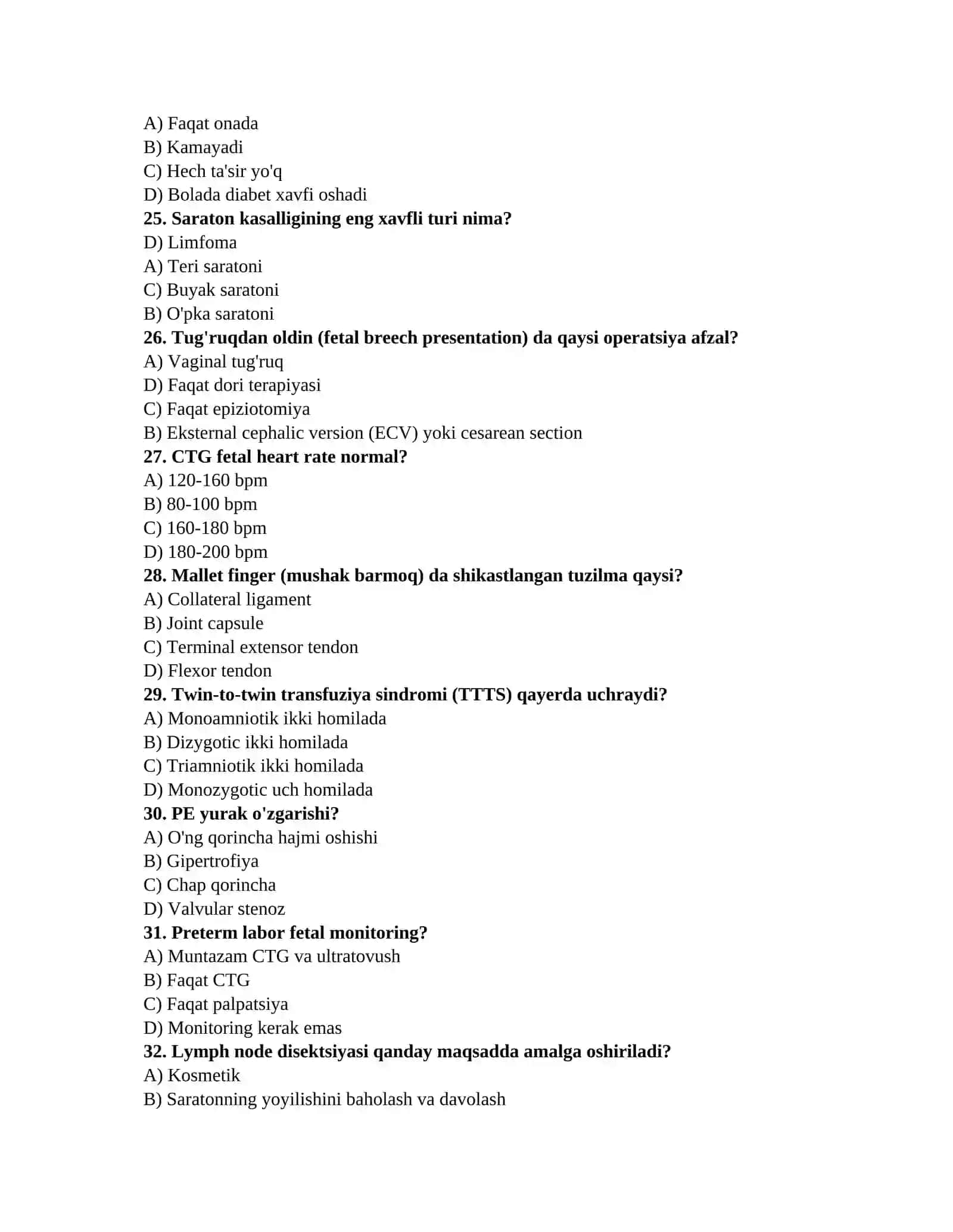Tibbiy bilimlar testi 4
