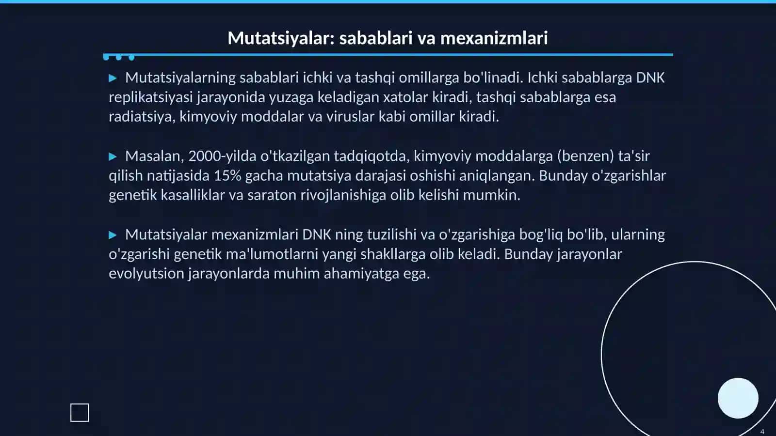 Mutatsiyalar: sabablari,shakllari, ahamiyati va biologik oqibatlari 4